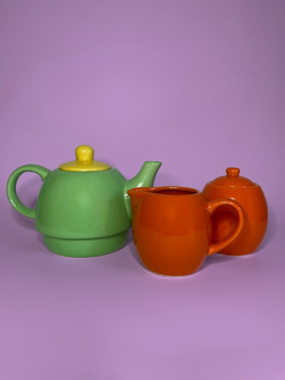 Vintage Colourblock Ceramic Tea Set